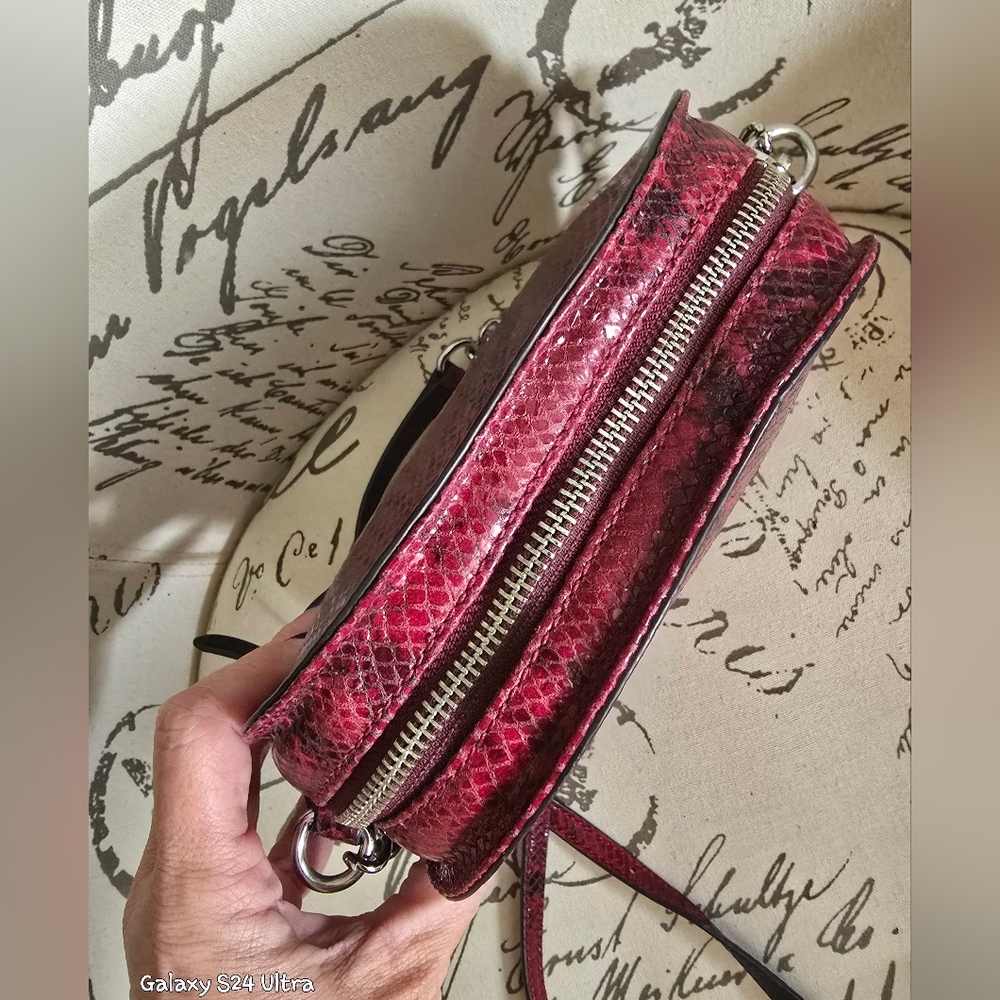 Rebecca Minkoff Red/ Blk Python Crossbody Dome Pu… - image 7